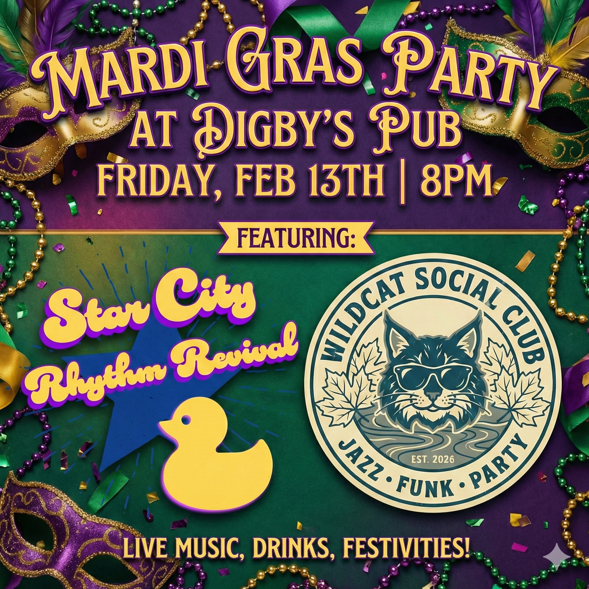 SCRR and Wildcat Social Club at Digby's, Friday February 13, 2026